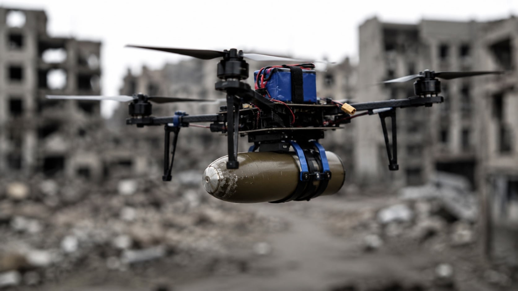 Prototipo de dron militar utilizado en la guerra de Ucrania