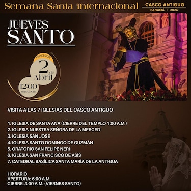 Conozca los horarios de misas y procesiones de Semana Santa 2026 en el Casco Antiguo