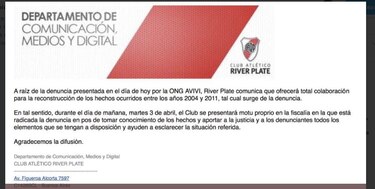 Abuso sexual a juveniles en Argentina; denuncian casos en River Plate