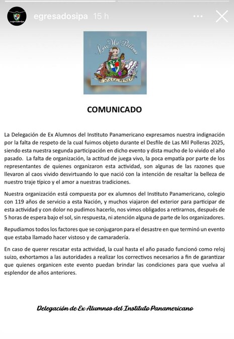 La ATP se disculpa y lamenta desorganización en el Desfile de las Mil Polleras