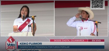 Pedro Castillo y Keiko Fujimori debaten en una plaza de Perú de cara al balotaje presidencial
