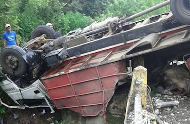 Vuelco de camión en Los Santos deja un herido y varias reses muertas