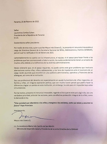 Mayra Silvera se marcha de Senniaf, a solicitud de la Presidencia