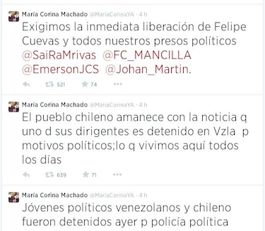 Oposición venezolana exige la liberación 'inmediata' de dirigente chileno