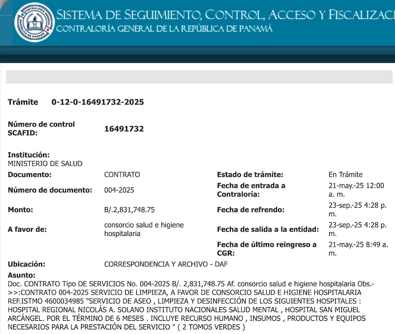 Contralor autoriza pago a Hombres de Blanco, pese a que el contrato se ejecutó sin refrendar