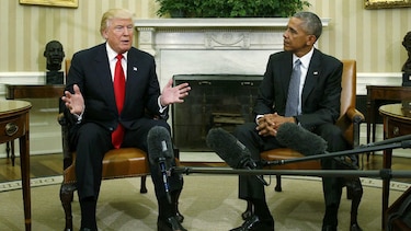 Obama y Trump prometen trabajar juntos, tras su primera reunión en la Casa Blanca