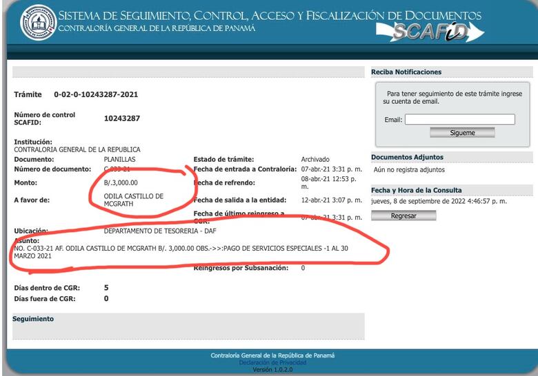Odila Castillo era funcionaria de la Contraloría mientras su bufete solicitaba los equilibrios para sus clientes