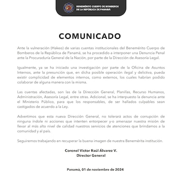 Hackean cuentas del Cuerpo de Bomberos de Panamá; presentan denuncia penal