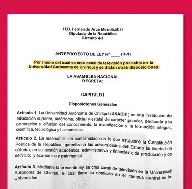 Unachi cabildea su canal de televisión en la Asamblea Nacional