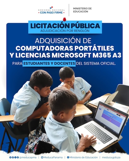 Meduca abre licitación para comprar 585 mil laptops y licencias Microsoft por $230.2 millones