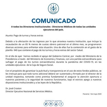 CSS: caen en 85% los ingresos de la cuota obrero-patronal y el Ejecutivo aporta los fondos para cubrir los turnos del personal de salud