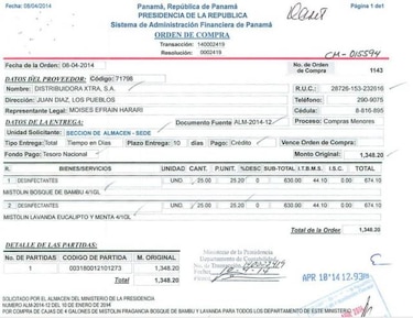 Ministerio de la Presidencia compra 200 galones de desinfectante
