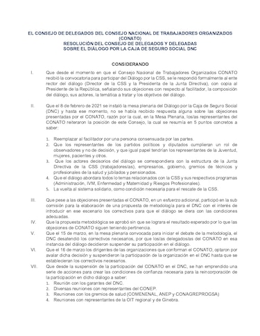 Conato decide en asamblea mantenerse fuera del diálogo por la CSS