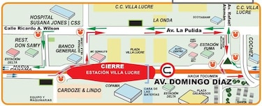 Cierre nocturno en la vía Domingo Díaz por montaje de cubierta en estación Villa Lucre