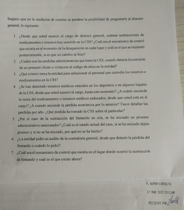 CSS abre ‘procesos administrativos’ por desaparición de fentanilo