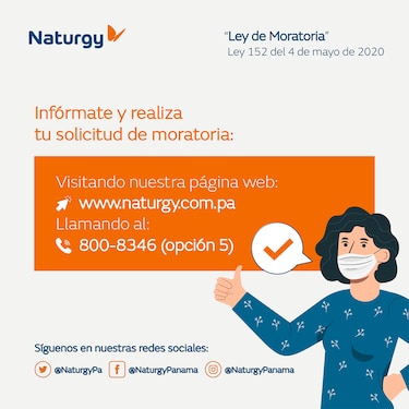 Naturgy informa sobre cómo acogerse a la Ley de Moratoria 152 del 4 de mayo del 2020