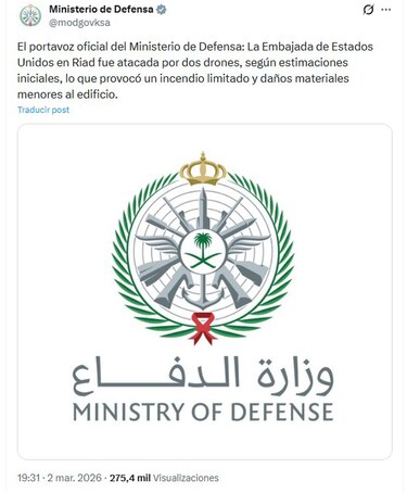 Arabia Saudí confirma un ataque con drones contra la embajada de EU en Riad