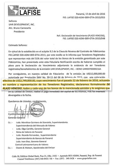 Emisor incumple pago de bonos