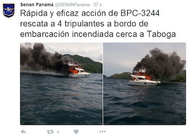 Se incendia yate en Taboga; rescatan a cuatro tripulantes