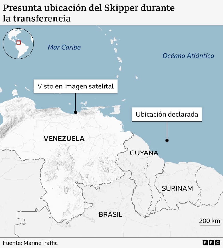 Skipper: cómo el petrolero confiscado por Estados Unidos frente a las costas de Venezuela falseó su ubicación para burlar las sanciones