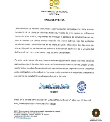 Tensión entre la Universidad de Panamá y la Policía se intensifica: rector denuncia que agente se infiltra al campus