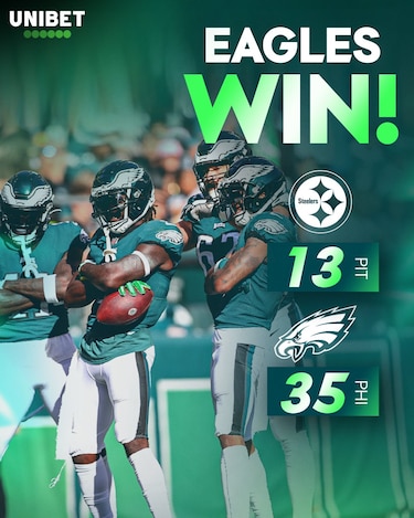 Eagles apalean 35-13 a Steelers y se mantienen invictos