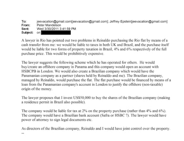 Epstein, Panamá, beneficios fiscales y un apartamento en Río