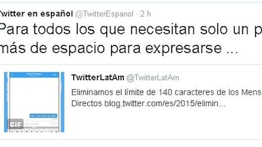 Twitter elimina límite de caracteres para mensajes entre usuarios