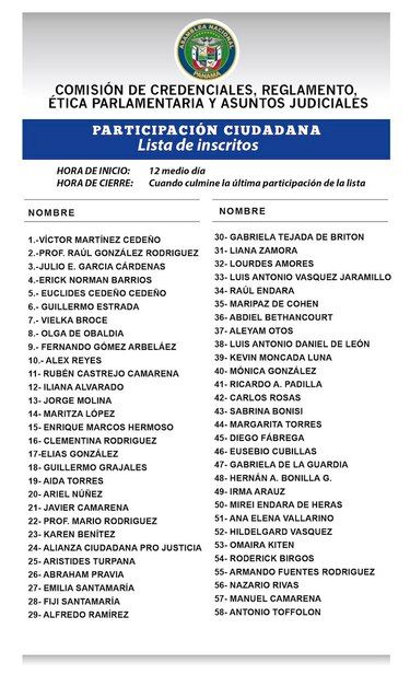 Asamblea: se inscriben 58 personas para participar en consulta ciudadana sobre candidatos a la Corrte