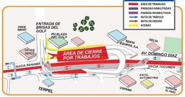 Desvíos en la avenida Domingo Díaz por trabajos de la línea 2 del Metro