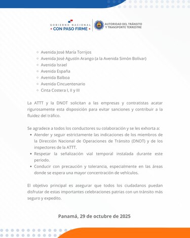 ATTT suspende trabajos viales que impliquen cierre de carriles durante las fiestas patrias