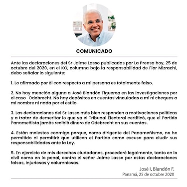 Blandón anuncia que tomará acciones legales contra Jaime Lasso