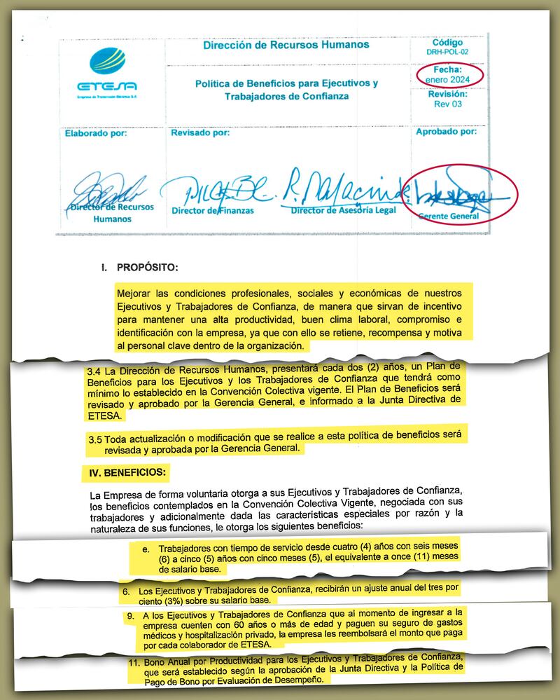 Los ejecutivos y trabajadores de confianza de Etesa, son favorecidos con privilegios salariales por encima de otros funcionarios.