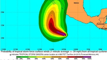 Tormenta tropical Sandra se forma en el Pacífico