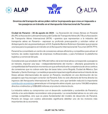 Gremios de la industria aérea rechazan propuesta de cobrar $10 a los pasajeros en tránsito por Tocumen