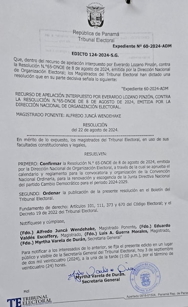 Magistrados del TE rechazan impugnación al calendario de elecciones de CD