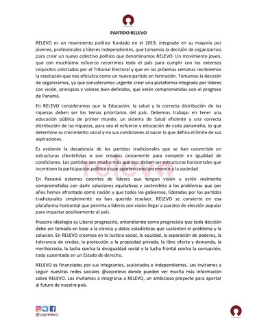Surge nuevo partido político en formación denominado Relevo