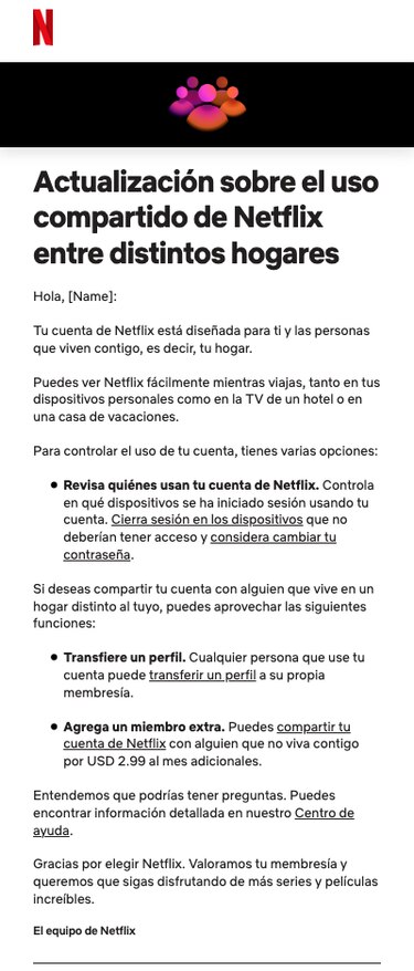 Netflix actualiza reglas de uso compartido en Panamá