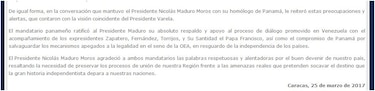 Nicolás Maduro llama al presidente de Panamá, Juan Carlos Varela a pocos días de la reunión en la OEA sobre Venezuela