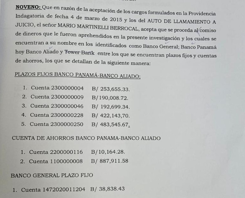 Mario Martinelli se declara confeso del delito del peculado; deberá devolver $2.3 millones