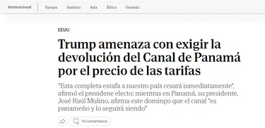 Así publicaron los diarios del mundo las amenazas de Trump de reclamar el Canal Panamá