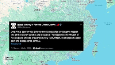 Taiwán reporta paso de globo chino cerca de la isla, el tercero en dos días