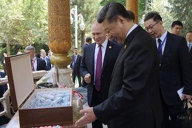 Presidente Putin le regala a su homólogo chino una caja de helados por su cumpleaños