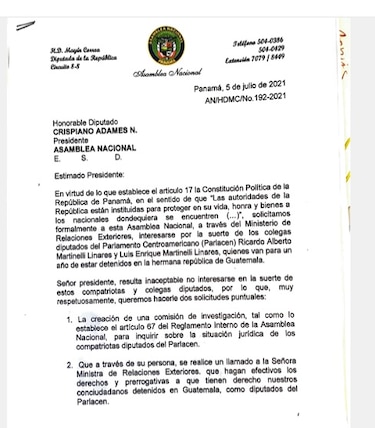 24 diputados le piden al Gobierno de Cortizo que inicie las gestiones para traer al país a los hermanos Martinelli Linares, detenidos en Guatemala
