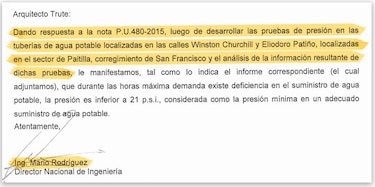 Déficit de agua en Punta Paitilla