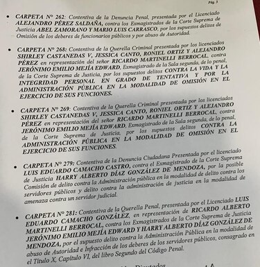Comisión de Credenciales remite al Ministerio Público 14 denuncias contra exmagistrados de la Corte
