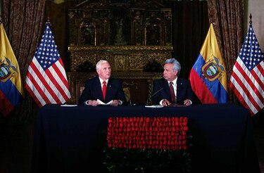 Década de tensa relación entre Estados Unidos y Ecuador acaba con la visita de Pence