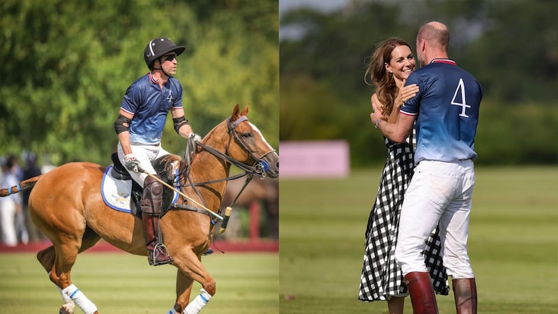 El príncipe William entra a la cancha de polo en torneo benéfico acompañado por Kate Middleton