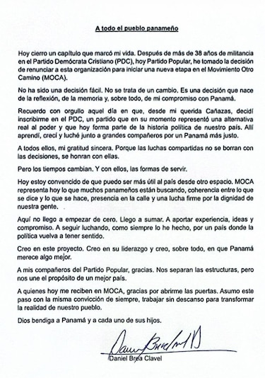 Expresidente del PP, Daniel Brea, cambia de tolda política: se inscribe en MOCA
