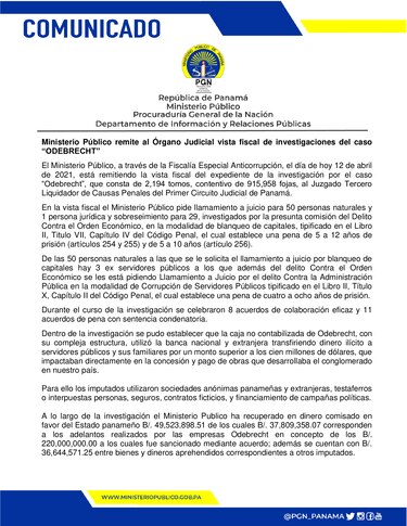 La vista fiscal del caso Odebrecht llega al Juzgado, con una solicitud para enjuiciar a 12 ‘exservidores’